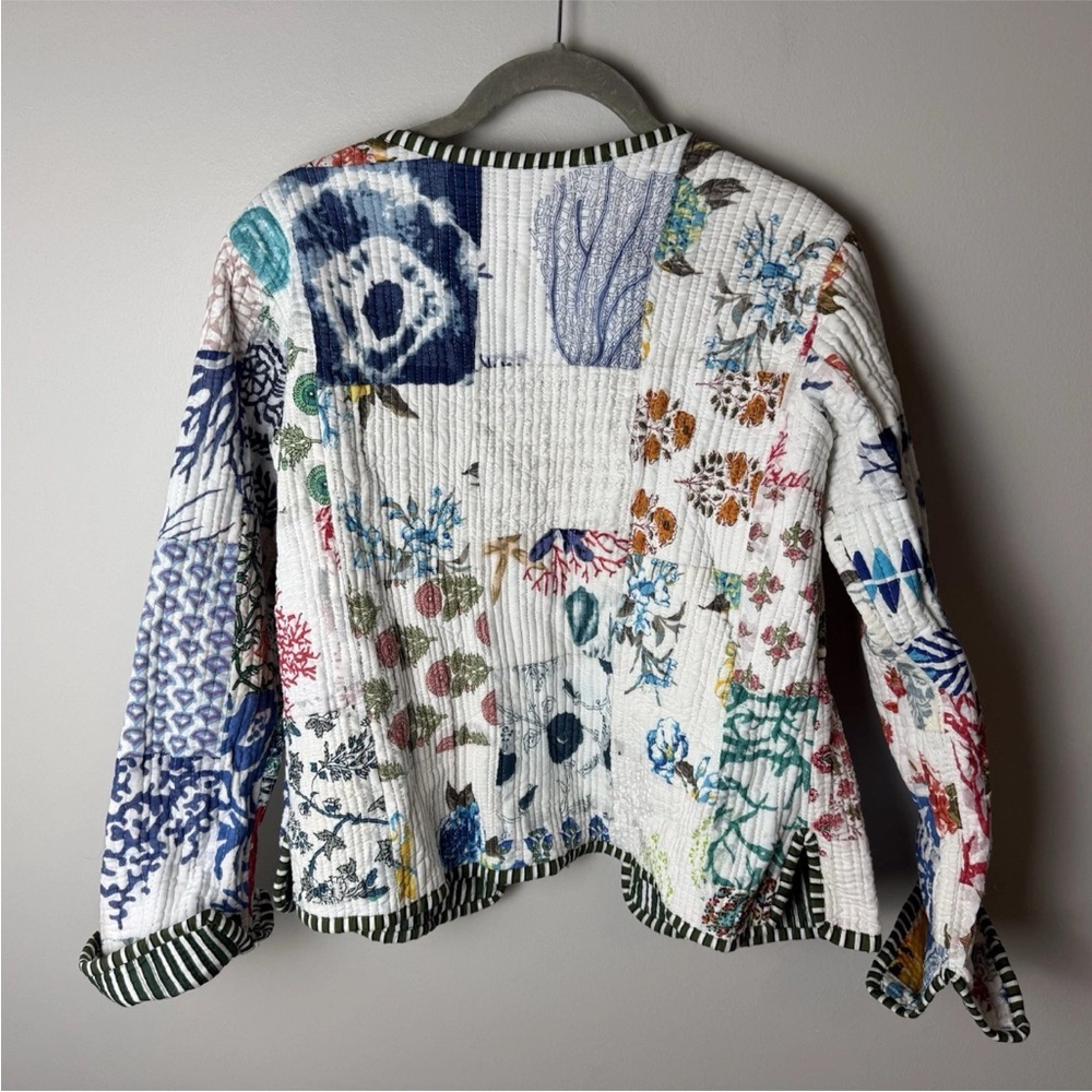Patchwork Quilted Jacket Size Medium Button Front… - image 3